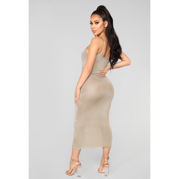 Reflective Metallic Gold Dress - Picture 3 of 3